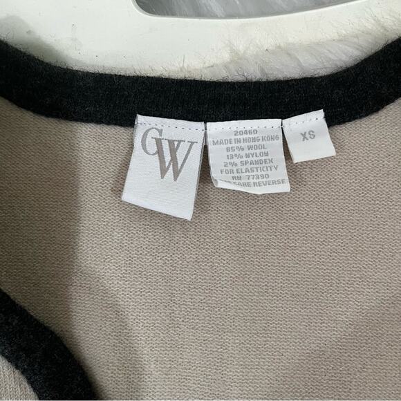 NEW CW Academia Wool V-neck Oversized Cardigan Sweater Cream Charcoal Sz… - Picture 16 of 16